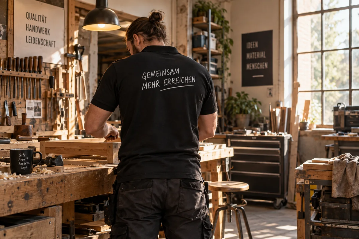 Arbeitskleidung mit gemeinsamem Teammotiv